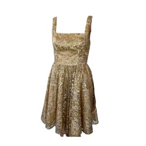 Fifteen Roses Women's Embellished Gold Sequin Prom Formal Dress Size 8 Avant Gar